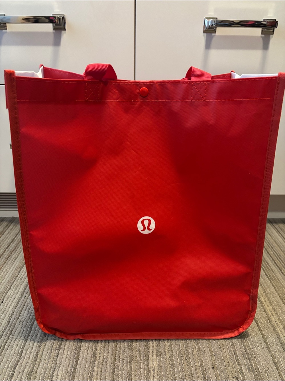 lululemon Red Logo Tote Reusable Shopping Bag